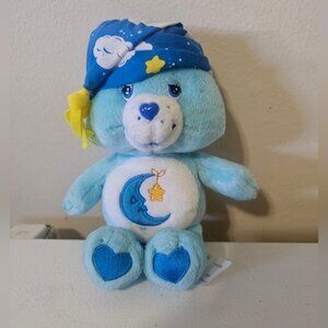 2004 Care Bears Bedtime Bear With Cloud Night Cap bean bag Plush Toy
